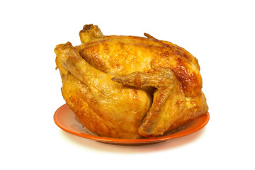 roast chicken on the orange plate