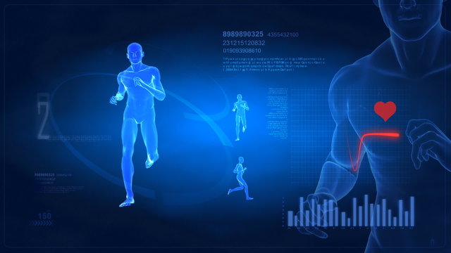 Heart beat concept - science medical monitor with data in loop