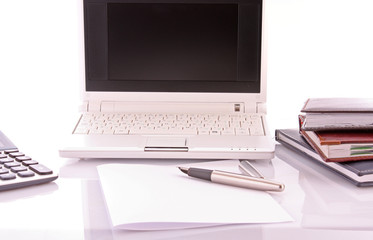 Leather notebooks on white background