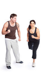 Exercise woman with trainer