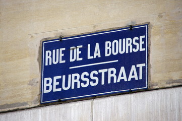 Rue de la Bourse, Beursstraat. Bruxelles. Belgique.