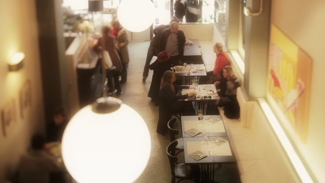 timelapse shot at a busy stylish restaurant