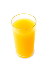 Glass of orange juice isolated on white