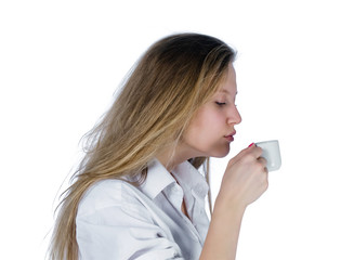 young woman with cup