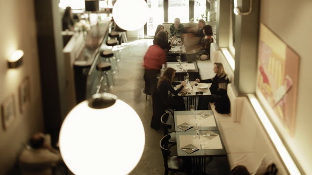 timelapse shot at a busy stylish restaurant