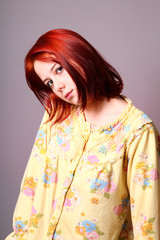 funny girl in pajamas