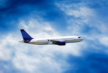 Airplane on blue sky