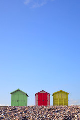 Beach huts and blue sky