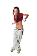 cool modern woman dancer isolated on white
