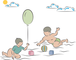 Calligraphic Kids Playing