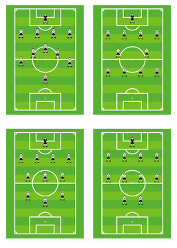 Soccer  various tactical  schemes. Vector illustration.