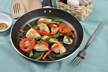 grilled chicken and organic vegetable pan