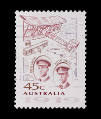 australian mail stamp featuring aviators Ross and Keith Smith