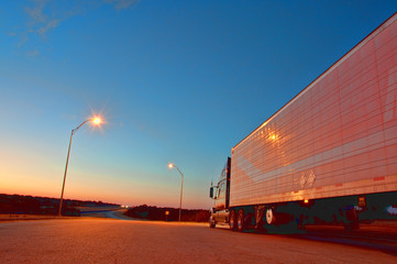 Semi Truck At Night