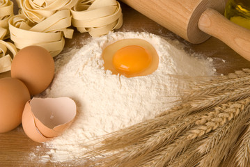 Ingredients for making fresh pasta