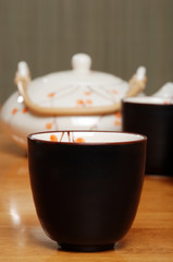 closeup asian tea cup