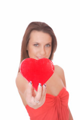 Romantic Woman Holding Heart