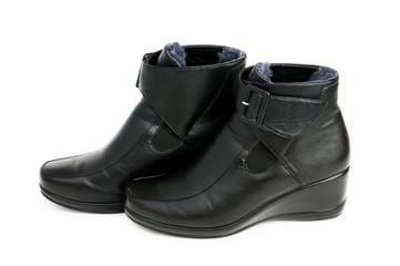 Black boots isolated on the white background