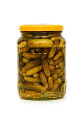 Can of cucumbers isolated on the white