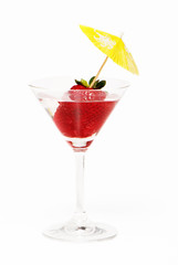 strawberries in glass on white background