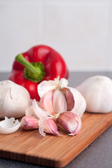 Garlic and paprika on cutting board