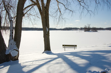 View Across a Frozen Snow Covered Lake