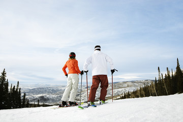 Skier Couple on Mountain