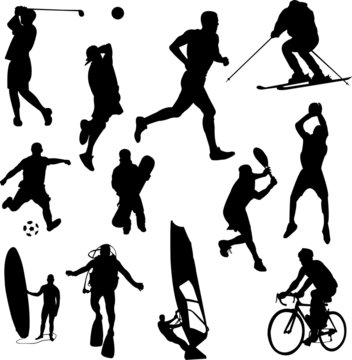 recreation sport silhouettes - vector