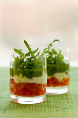 appetizer with tomato,cheese and pesto