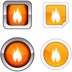 Fire  web buttons. Vector illustration.