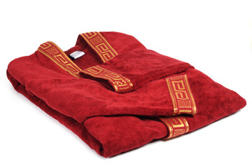 Red double dressing gown.
