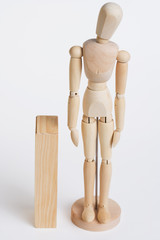 wood model standing near wood