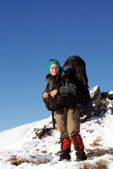 Winter hike Carpathians.