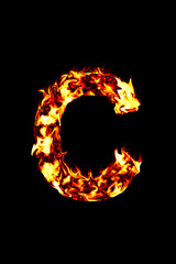 Fototapeta premium Lettre C en feu