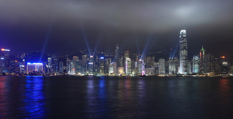 Symphony of lights show in Hong Kong at night