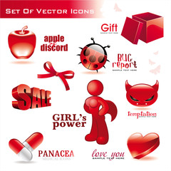 Collection of red glossy icons