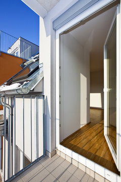 Modern loft with opened terrace door