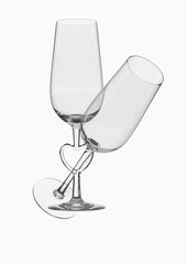 Couple champagne glasses with heart stem (love series)