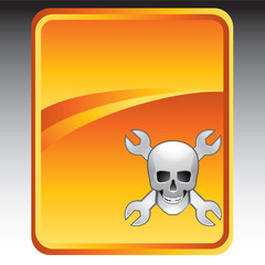 skull and wrenches orange background