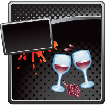 wine glasses black halftone grungy ad