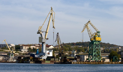 Fototapeta na wymiar Harbour cranes.