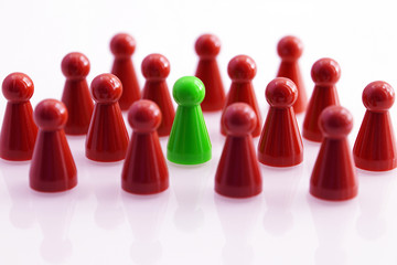 Team with Leader Concept - red green