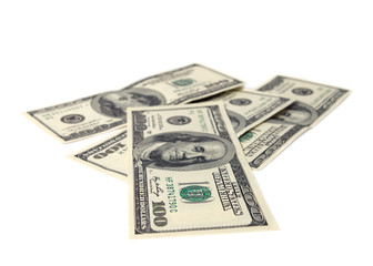 Dollar banknotes. Isolated on white background.