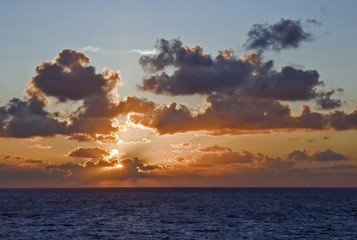 Naklejka na ściany i meble Sunset taken Eastern Mediterranean, offshore Israel.