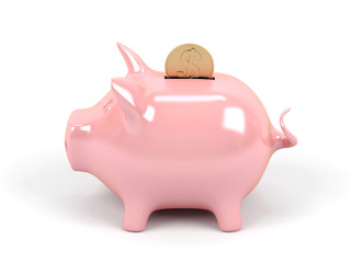 Piggy bank on a white background.