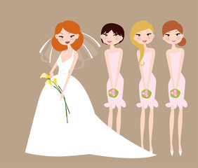 Bride and bridesmaids