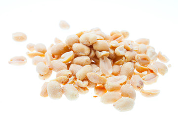 Salted peanuts isolated on white