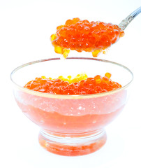 Red caviar isolated on white