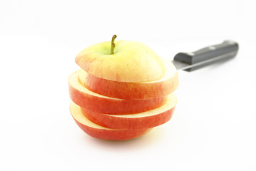 Red apple and knife.