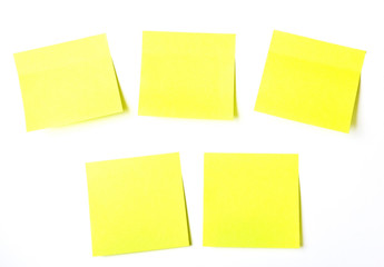 set of office related Yellow paper sticky